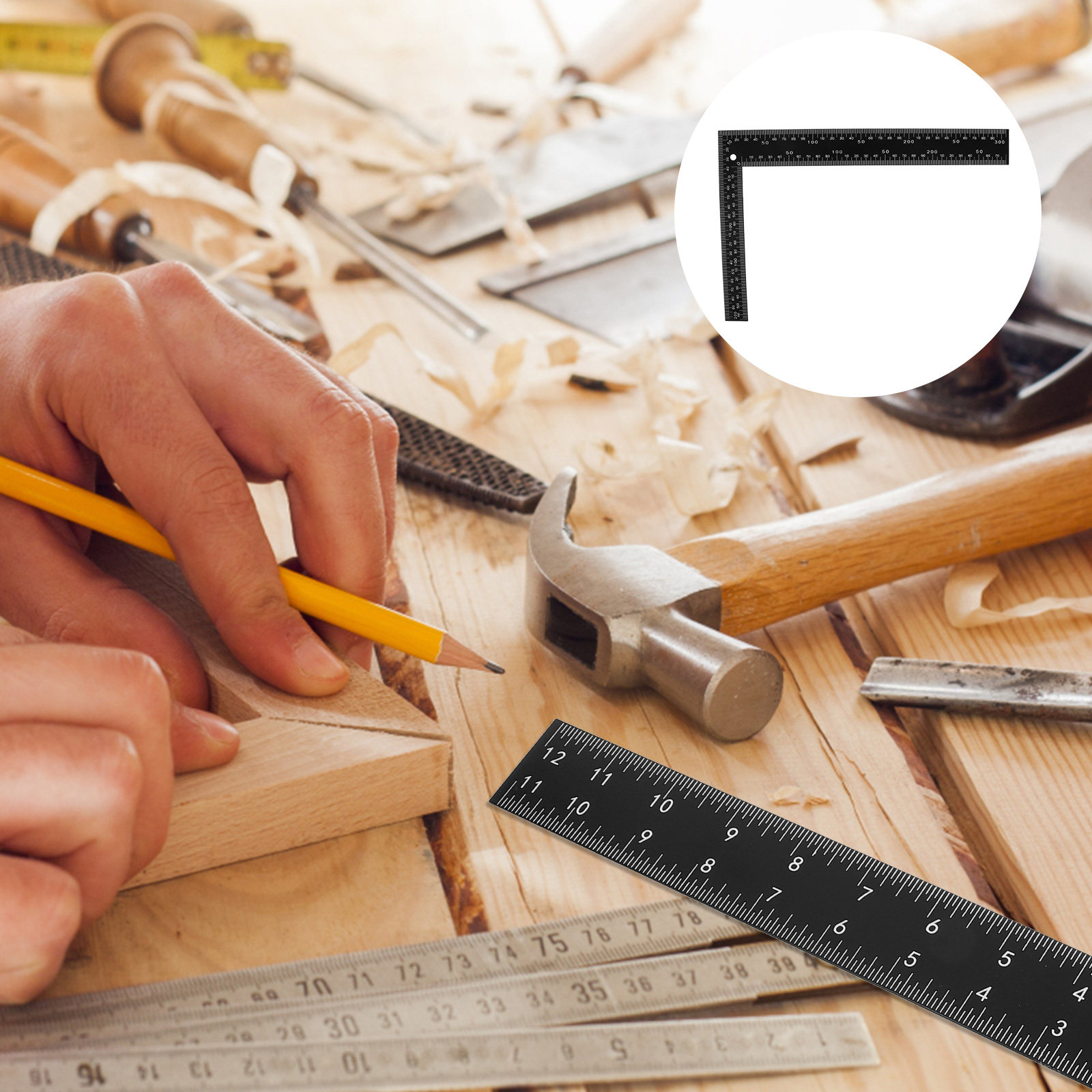 Woodworking Carpenter - Precision Metal L Ruler 90 Degree