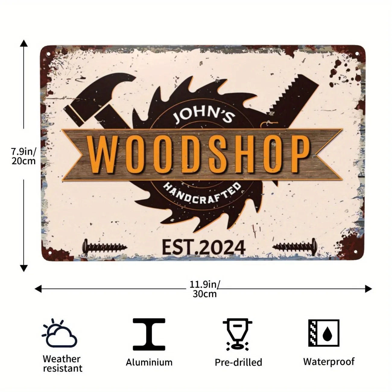 Woodworking Carpenter - Personalized Custom Woodworking Carpenter Sign, Aluminum