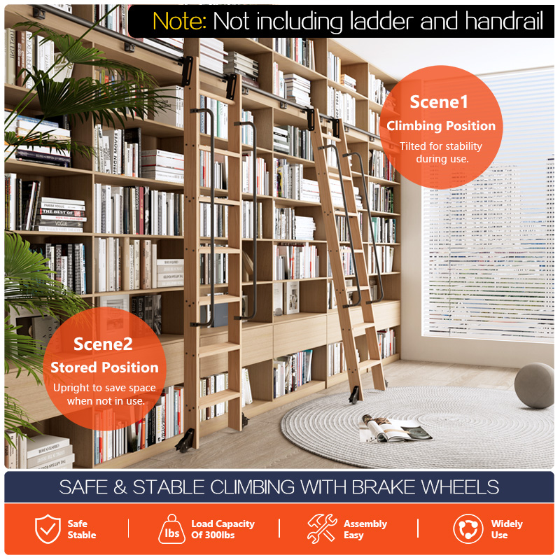 Rolling Library Ladder Hardwar - Woodworking Lofts review and price